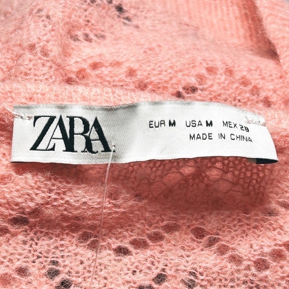 Zara Crop Top Tank Pullover Pointelle Lightweight Alpaca Knit Blush Pink - Picture 13 of 15